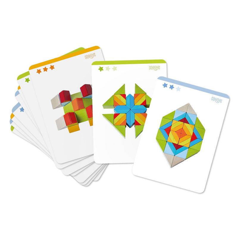 HABA 3D Puzzle Cube Mosaic - 48 Piece Wooden Blocks with 10 Double Sided Template Cards, 3 of 10