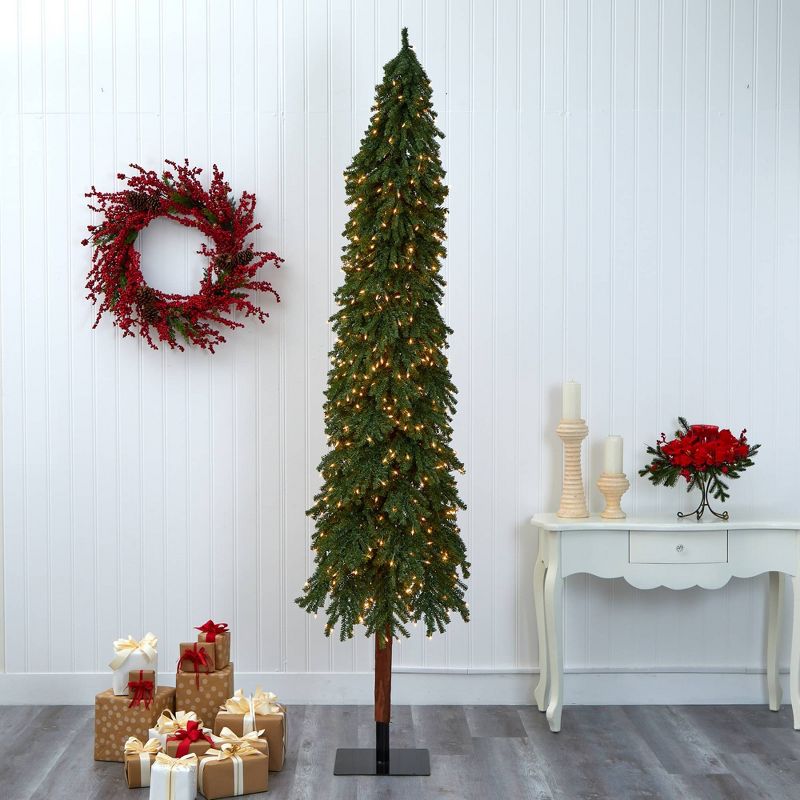 9ft Nearly Natural Pre-Lit Grand Alpine Slim Artificial Christmas Tree Clear Lights, 6 of 9