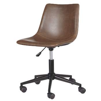 YOUTASTE Office Chair with Wheels Modern Armless Desk Chair, Adjustable Swivel Rolling Computer Task Chair, Faux Leather Sewing Chairs with