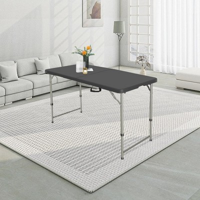 Black Adjustable Height HDPE Folding Table for Indoor and Outdoor Use