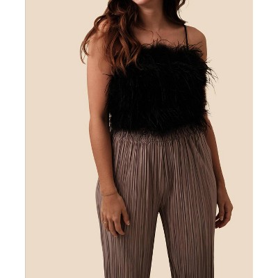 Women's Phoebe Feathered Crop Top - LUCY PARIS M