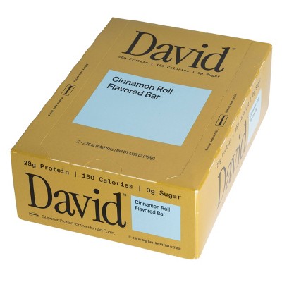 David Protein Protein Bars with 28g Protein - Cinnamon Roll Flavor - 12ct