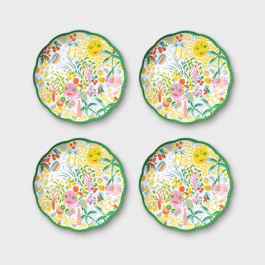 4pc Vacation Melamine Dinner Plates Yellow/Green - Roller Rabbit x Target