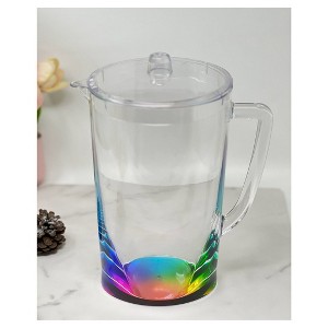 Gulches 2.75 Quarts Oval Halo Design Unbreakable Plastic Water Pitcher with Lid - BPA Free, Ideal for Drinks & Juices, with Spout,muti - 1 of 4