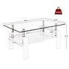 GlasFlength Living Room Modern Minimalist End Tables, Stylish and Fashion, Space Saving for Small Homes Spaces, White,39.2”*17.7”*23.4" - 2 of 4