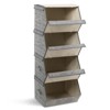Tangkula Stackable Bins Set of 4 Storage Cubes Fabric Baskets with Lid Storage Organizers with Handles Black/Brown/Grey - 2 of 4