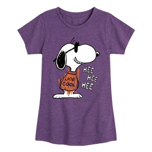 Girls' - Peanuts - Joe Cool Hee Hee Hee Fitted Short Sleeve Graphic T-Shirt - 1 of 4