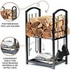 attop 2-Tier Firewood Holder with Fireplace Tools Set, Brush, Shovel, Poker, Tongs - 3 of 4