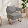 Set of 2 Modern Teddy Fleece Accent Chairs sofas with Gold Metal Legs, Upholstered Decorative Side Chairs for Living Room - 2 of 4