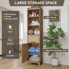 Rattan Storage Cabinet with Adjustable Shelves & Drawer, Tall Narrow Cabinet - 3 of 4
