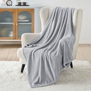 Bedsure Flannel Blanket – Solid Color Plush Throw, Ultra Soft and Fuzzy, 300GSM Lightweight Cozy Blanket for Bed or Sofa - 1 of 4