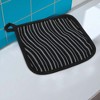 Unique Bargains Pot Holders Striped Epoxy Square Silicone Cotton Cloth Black - 4 of 4