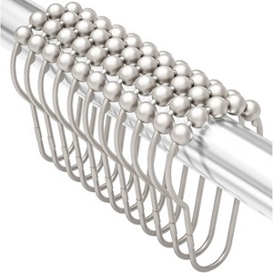 Home Mart Goods 12 Piece Set - Satin Nickel Heavy Duty Shower Curtain Hooks Rings Rustproof Metal - 1 of 4