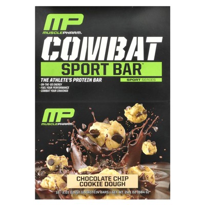 MusclePharm Combat Sport Bar™, Chocolate Chip Cookie Dough, 12 Bars, 2.01 oz (57 g) Each