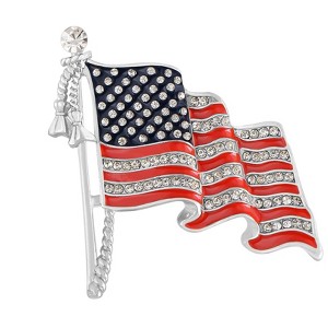Anna-Kaci Crystal Rhinestone 4th of July American USA Flag Patriotic Pin Brooch - 1 of 4