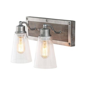 LNC Sabrina 14.1-in 2-Lights Antique Silver and Distressed Wood Transitional Vanity Lightss - 1 of 1