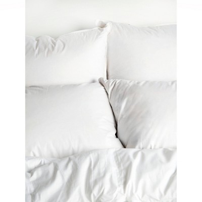 King Size Firm White Duck Feather and Down Bed Pillow Set