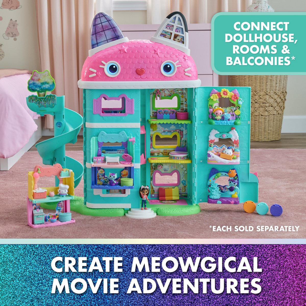 Интерактивный кукольный домик Gabby's Dollhouse The Movie, 7 комнат, звук — фото 4
