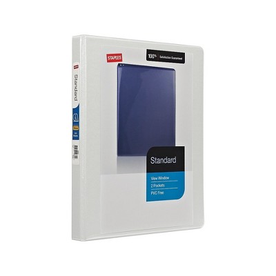 Staples Standard .5-inch Round 3-Ring View Binder White (26329) 55387/26329