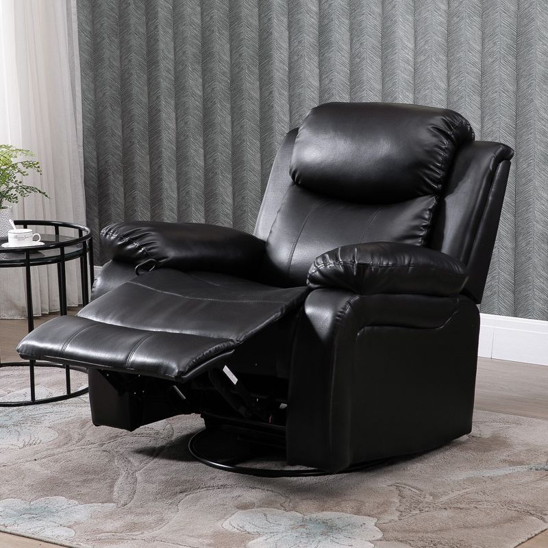 HOMCOM Massage Recliner Sofa Swivel Rocking Chair with Footrest, Black, 2 of 7