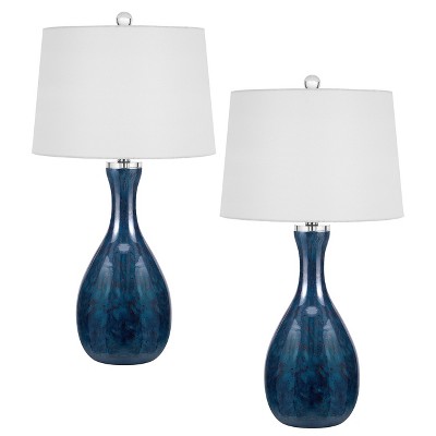 Cal Lighting Limburg 150W 3 Way Glass Table lamp with Taper Drum Fabric Shade. Priced and Sold as Pairs
