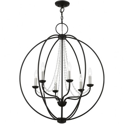 Arabella 6-Light Black and Nickel Crystal Globe Pendant