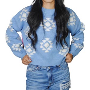 Women's Patterned Crop Sweater - Simply Southern - 1 of 3