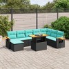 vidaXL 9 Piece Patio Sofa Set with Cushions - Black - 2 of 4