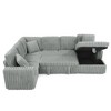 GDFStudio Ilya 6-Seater Modern U-Shaped Corduroy Upholstered Striped Sofa with Pull-Out Bed and Storage Chaise - 4 of 4
