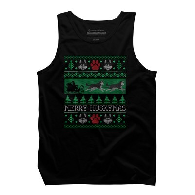 Men's Design By Humans Christmas Siberian Husky Dog Funny Husky Ugly Christmas Sweater By pahari Tank Top