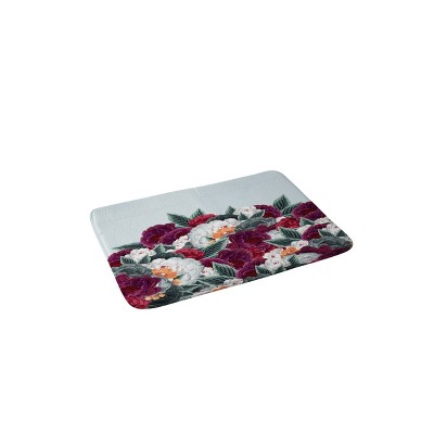 36"x24" Iveta Abolina English Rose Memory Foam Bath Mat Blue - Deny Designs