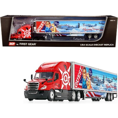 2018 Freightliner Cascadia High-Roof Sleeper Cab with 53' Wabash Reefer Refrigerated Trailer with Skirts "Quest Trucking" 1/64 Diecast DCP/First Gear