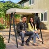 Outsunny 2-Person Patio Swings with Canopy, Outdoor Canopy Swing with Adjustable Shade, Breathable Mesh Seats and Steel Frame for Garden, Beige - 3 of 4