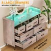 Dresser for Bedroom with LED Light, Charging Station, 8 Drawers, Open Space, Modern Wide Chest for Living Room Entryway Hallway - 4 of 4