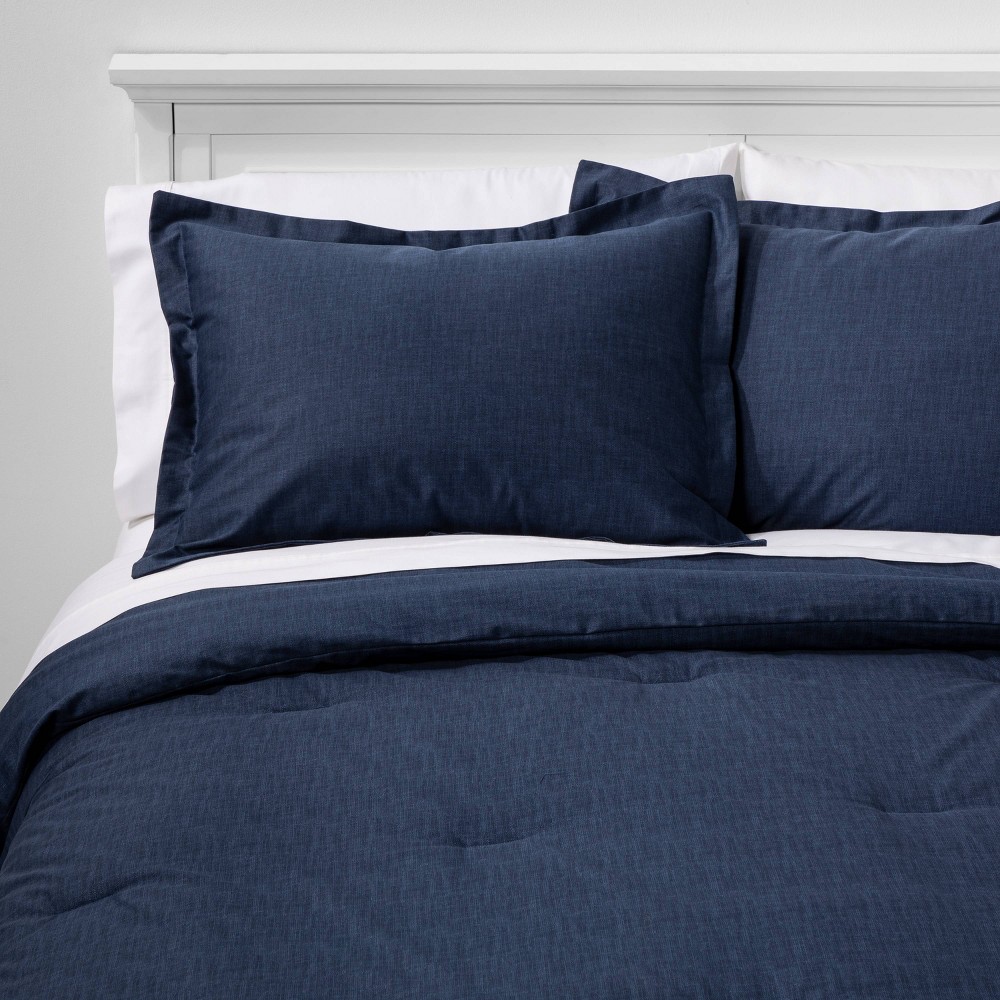 Twin/Twin Extra Long Family Friendly Solid Comforter & Pillow Sham Set Navy - Threshold was $69.0 now $34.5 (50.0% off)