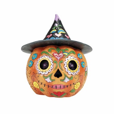 Jim Shore 8.5 Inch All Hallow's Harvest Halloween Led Pumpkin Witch Hat Figurines