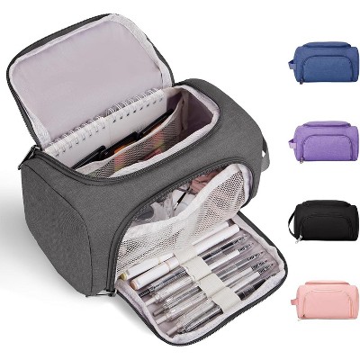 Fmeida Large Pencil Pouch,Pencil Case Aesthetic,Zipper Pencil Box For Girls Back To School Supplies Emergency Bag Black