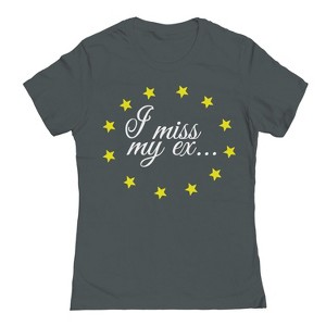 Rerun Island Women's I Miss My Ex Short Sleeve Graphic Cotton T-Shirt - Heavy Metal S - 1 of 4