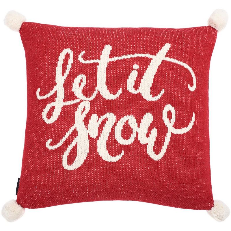 Let It Snow Holiday  Pillow - Red/White - 18"x18" - Safavieh., 1 of 5