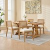 Farmhouse Rattan Dining Chairs Set of 2 with Linen Upholstered Seat and Solid Wood Frame for Kitchen Dining Room-Baofuwish - 3 of 4