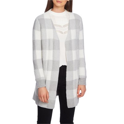 1.STATE Womens Cozy Check Cardigan Sweater