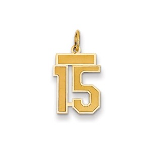 Black Bow Jewelry 14k Yellow Gold, Jersey Collection, Small Number 15 Pendant - 1 of 2