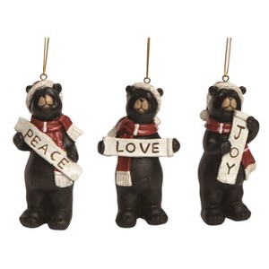 Transpac Resin Rustic Cmas Bear Ornament Set of 3 Christmas Home Decorations - 1 of 1