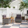 Outsunny 3 Pieces Patio Bistro Set Wooden with Cushions, PE Wicker Patio Furniture Outdoor for Porch, Backyard, Garden, Gray - 3 of 4