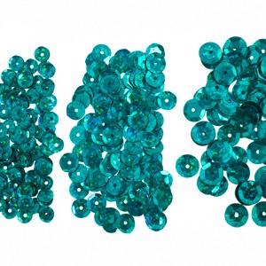 John Bead 700pcs 6/8/10mm Teal Flat Round Plastic Assorted Loose Sequins Hologram with Hole for DIY Crafts Making Sewing Embroidery Clothes Decoration - 1 of 4