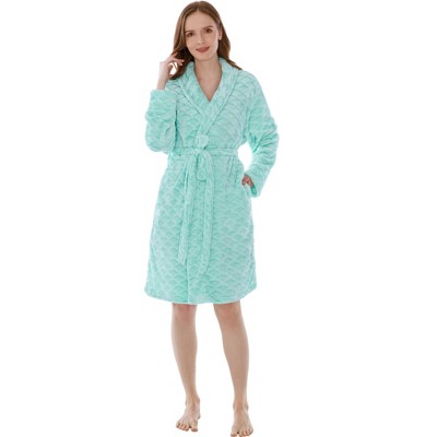 PAVILIA Short Robes for Women, Plush Soft Bathrobe Womens Lightweight, Fluffy Fuzzy Robe Knee Length, Shower Spa