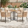 VisioGear Patio Accent Table Sets, 5 Pieces Outdoor Dining Set with Cushions, Patio Chair with Round Table for Lawn, Brown, 22.05"*24.41"*30.71" - 3 of 4