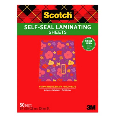 SelfSeal Self-Adhesive Laminating Pouches and Single-Sided Sheets, 3 mil,  9 x 12, Gloss Clear, 50/Pack - mastersupplyonline