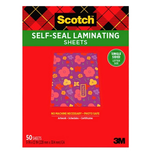 Single-Sided Self-Sealing Laminating Sheets, 9 x 12, 3 Mil, Clear, Pack  Of 50 Sheets
