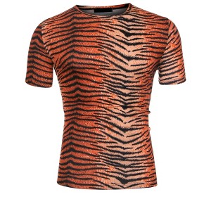 Lars Amadeus Men's Round Neck Animal Pattern Short Sleeves T Shirt - 1 of 4